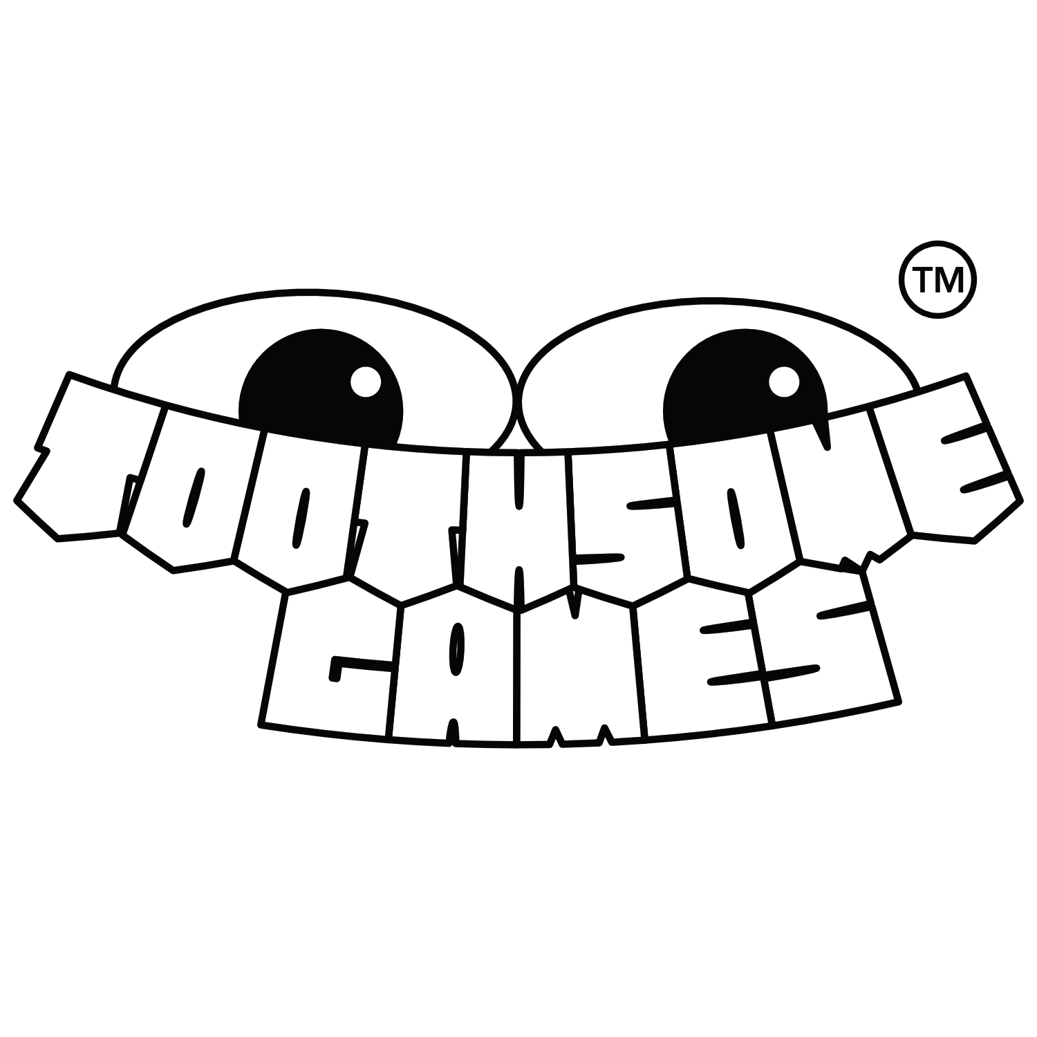 Stylized smiling face where each tooth is shaped like a letter spelling out 'Toothsome Games' with a small 'TM' in a circle in the top right